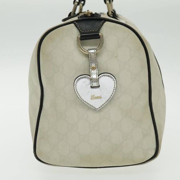 GUCCI GG Supreme Boston Bag PVC Leather White Black Gold 193603 Auth 96410 - Picture 4 of 16